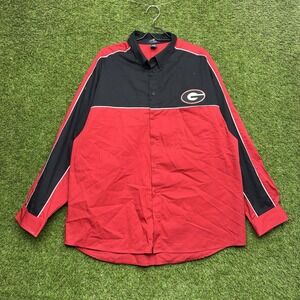Georgia Bulldogs Shirt Mens 2XL Black Long Sleeve Button Down Ash City Sports